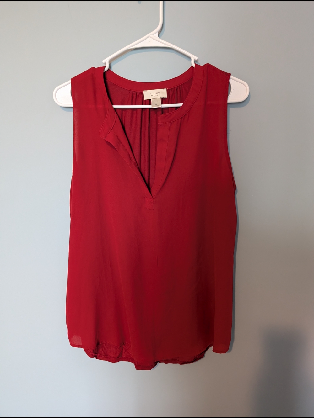 LOFT Red Sleeveless V-Neck Camisole